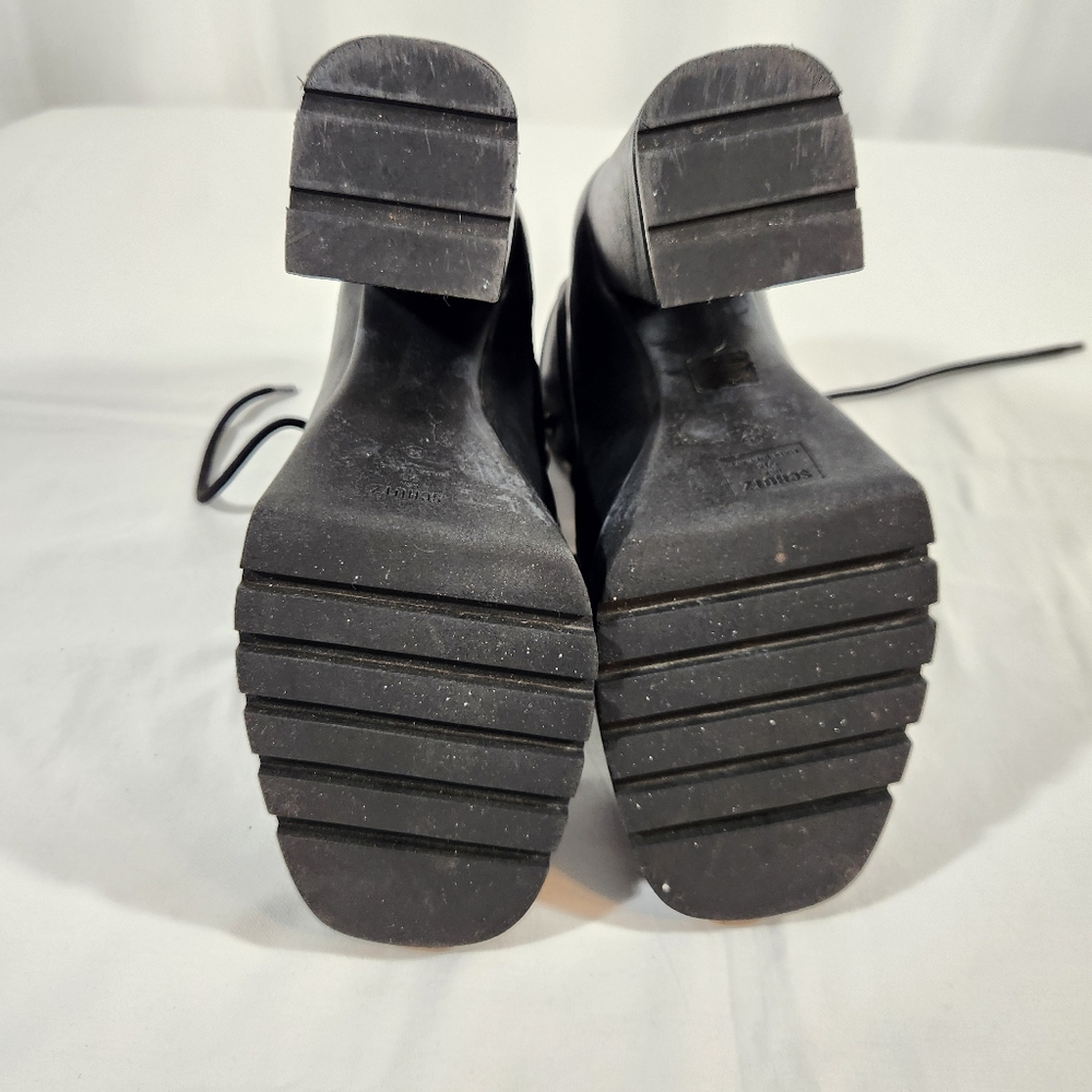 Schutz Black Taliani Leather Lace Up Platform Boots Size 9 - Picture 9 of 13
